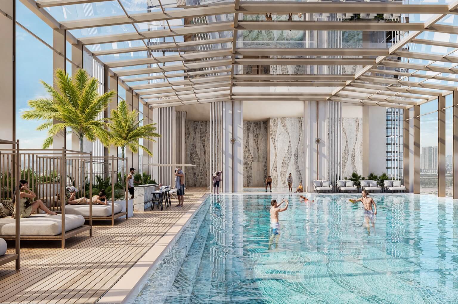bể bơi dự án sun feliza suites cầu giấy