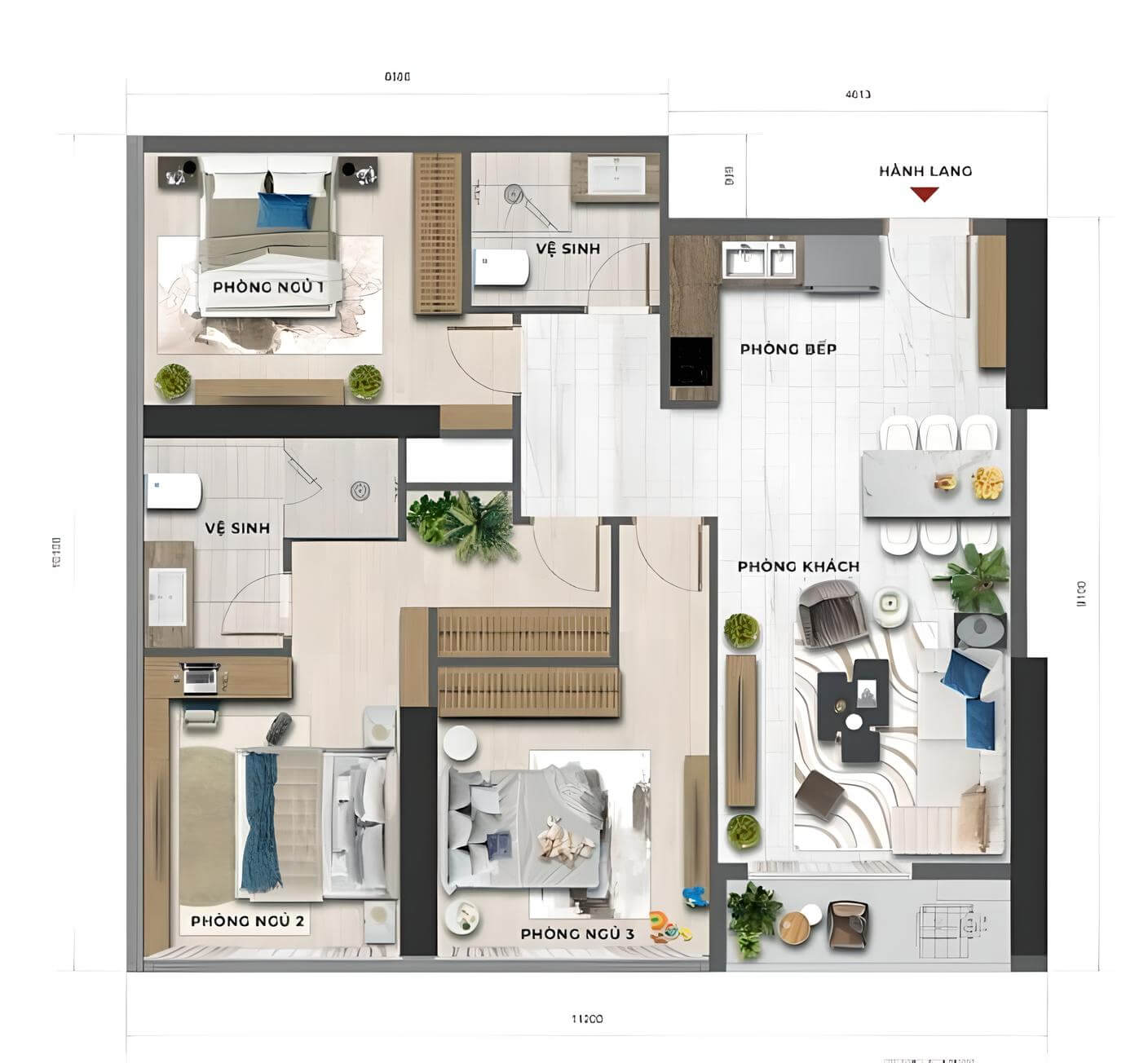 thiết kế căn hộ sun feliza suites cầu giấy