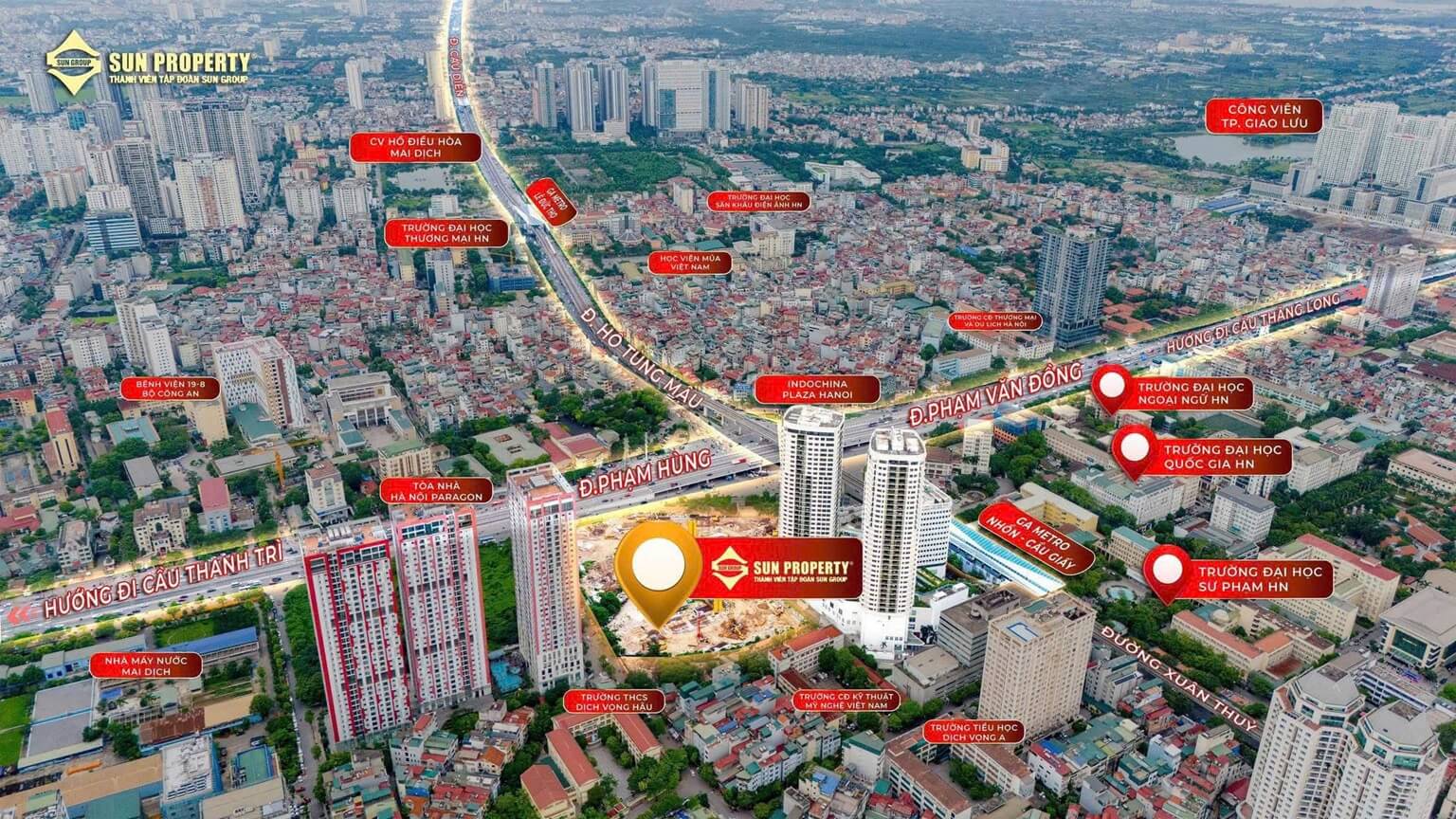 vị trí dự án sun feliza suites cầu giấy