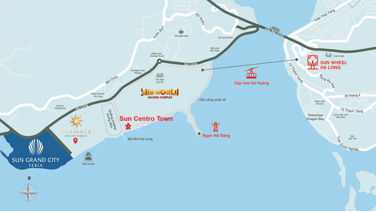 vị trí dự án sun centro town bãi cháy hạ long